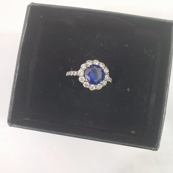 HSN Princess Diana Inspired Gold Vermeil .925 Sterling Silver Blue Sapphire Ring - Picture 2 of 16
